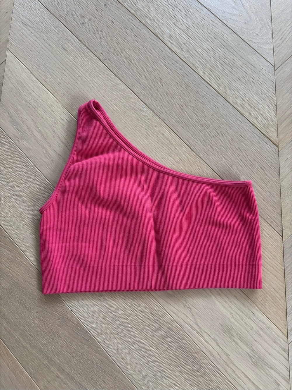 SET Active One-Shoulder Ribbed Sports Bra in Bright Pink - Picture 2 of 3